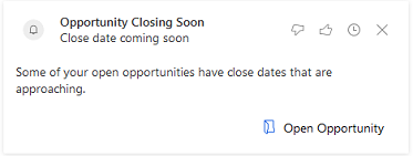 Insight card for close date coming soon Insight card for close date coming soon