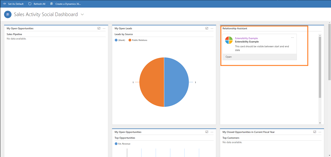 Screenshot of an example of extended action card.