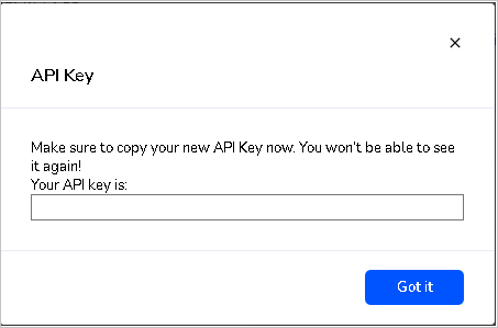 Screenshot of Copy API Key.