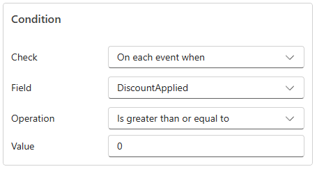 Screenshot that shows the Add rule pane with the condition with value selected.