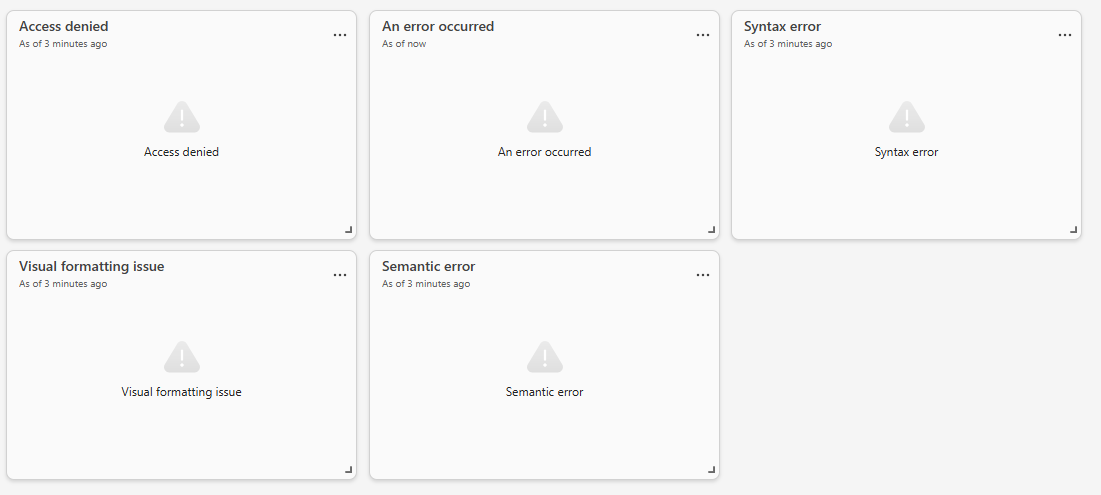 Screenshot of different tile error types examples.