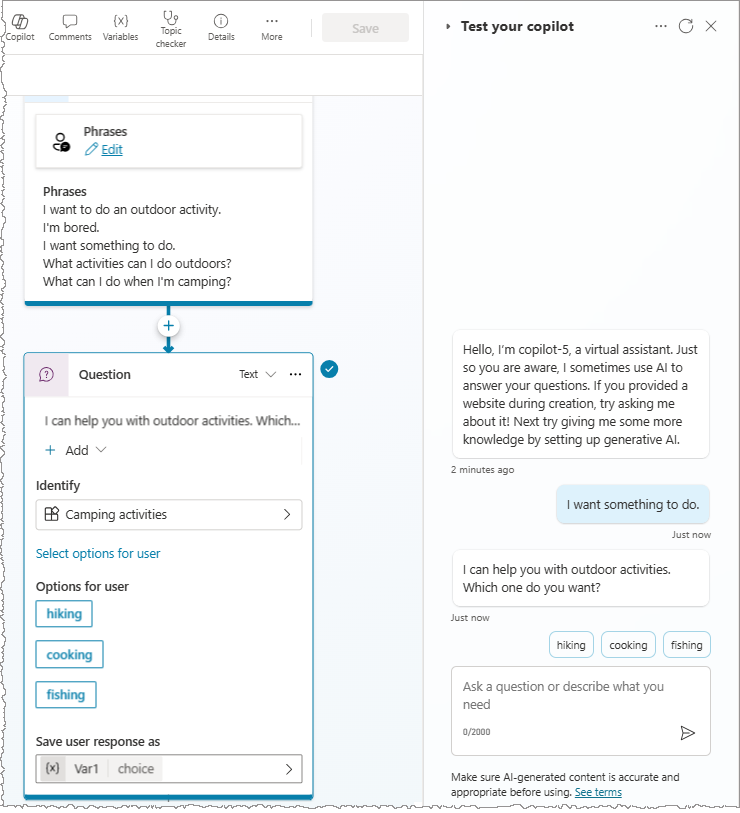 tracking between topics.