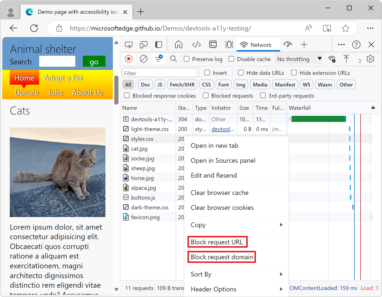 Network request blocking tool - Microsoft Edge Developer documentation ...