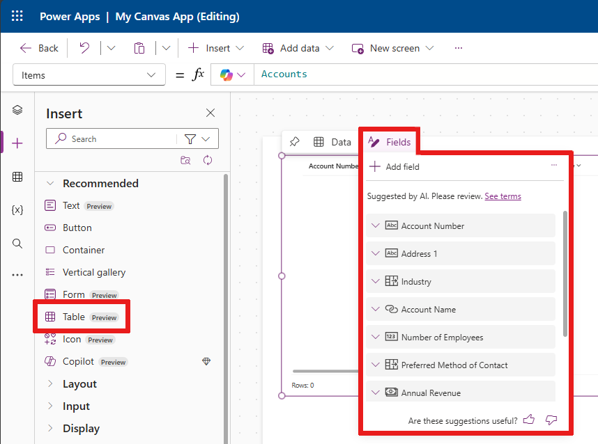 Add Data and Fields using inline actions