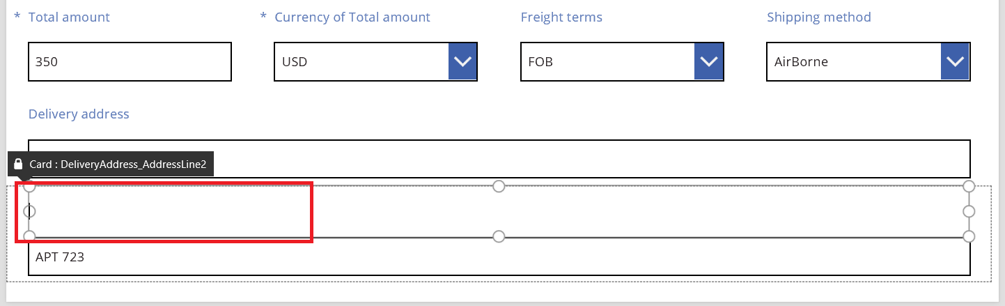 Sales order delivery address renaming the second line label.