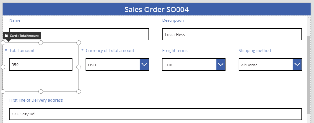 WidthFit set to true on the first card with status order invisible.