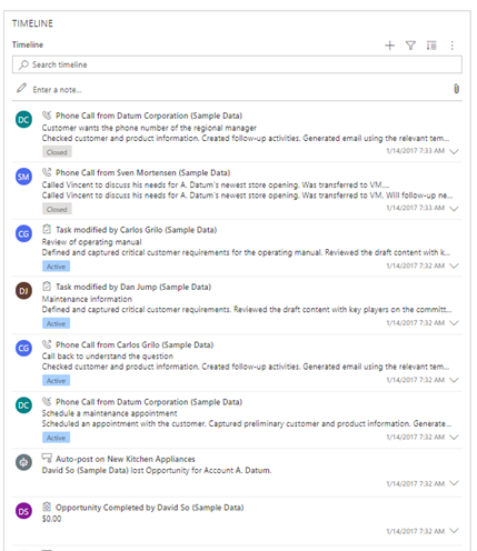 Timeline control in a contact subgrid.