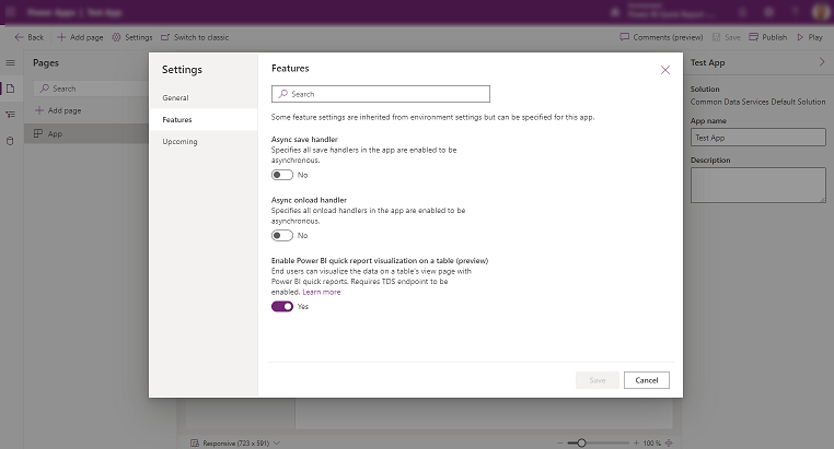 Enabled Power BI report visualization on a table