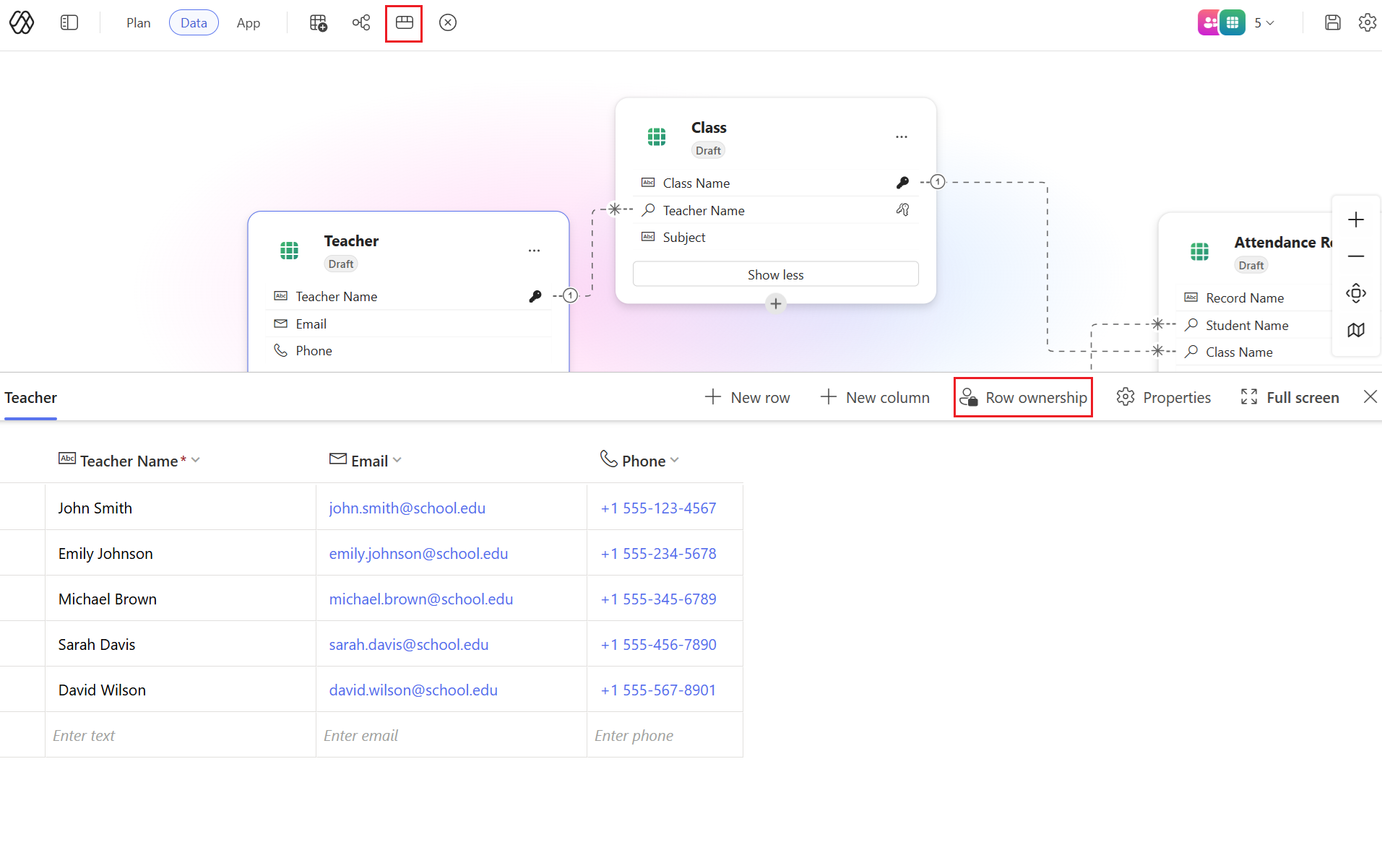 Edit the row relationship from the detailed view