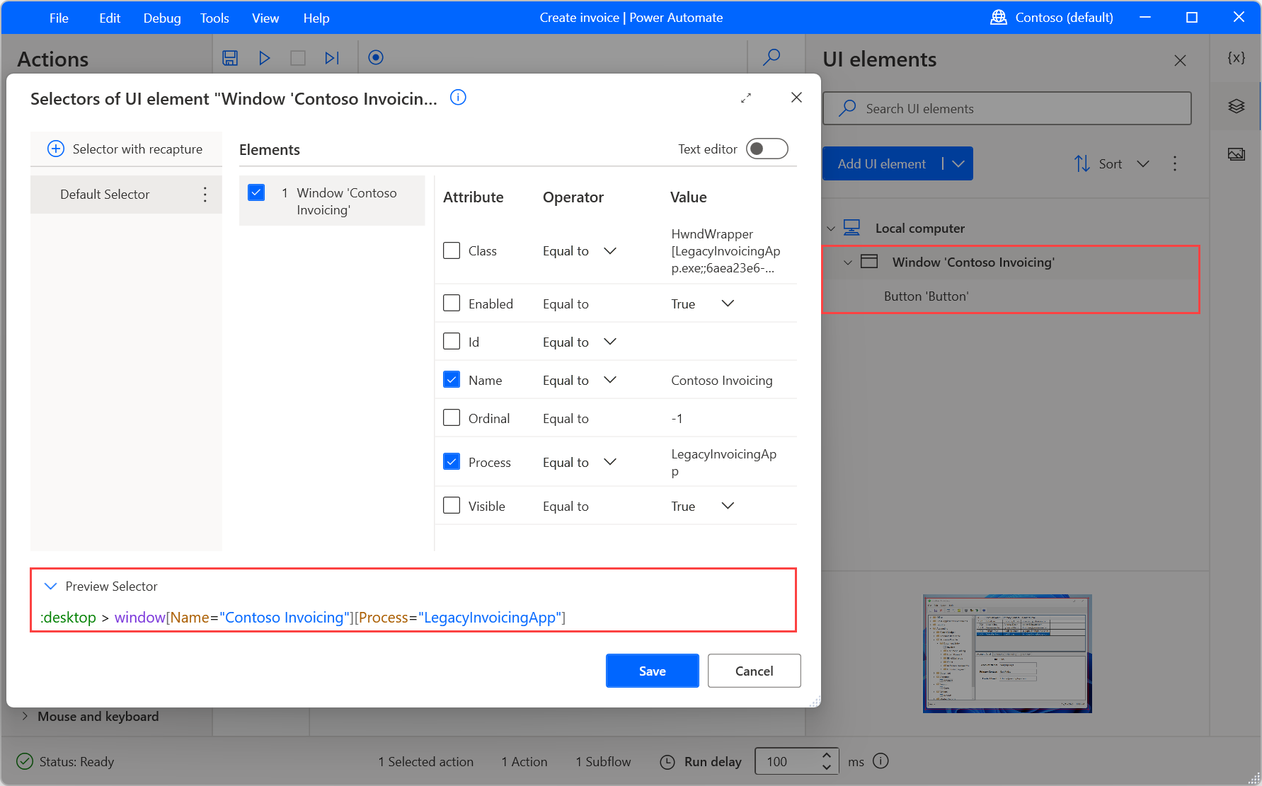 Screenshot of two UI elements with parent - child relationship.