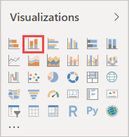 Screenshot of the Visualization pane with the Stacked column chart highlighted.