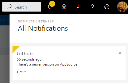 Screenshot of the Power BI notification icon expanded to show all notifications.