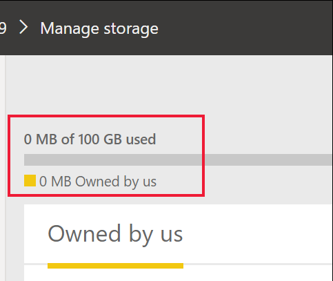 Screenshot showing the Manage storage screen with 100 GB available.