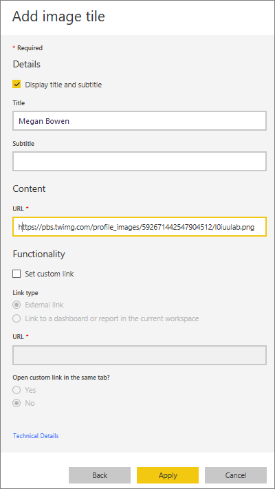 Screenshot of the Add image tile window.