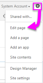 Screenshot of Edit page option.