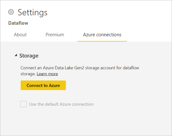 Screenshot of the Workspace settings pane on the Azure connections tab.