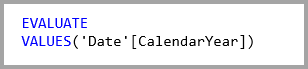 Screenshot shows text of query that refers to the Date table.