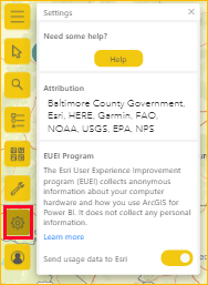 Screenshot shows the ArcGIS for Power BI Settings pane.