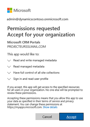 Disable SharePoint integration consent screen.