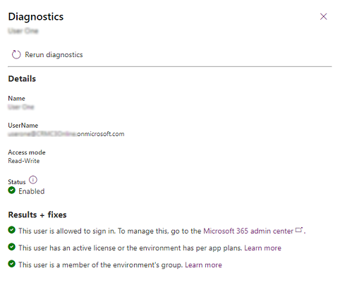 Run diagnostics results.