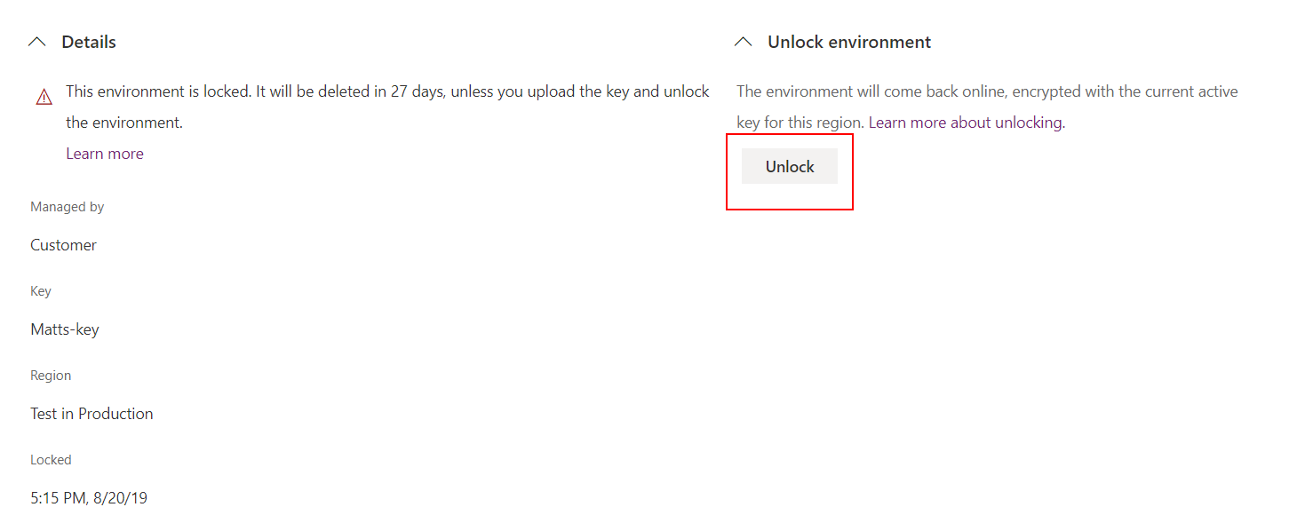 Unlock environment Unlock environment.