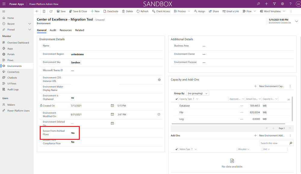 Exclude an environment from the inactivity notification in a production environment Exclude an environment from the inactivity notification process in a production environment.