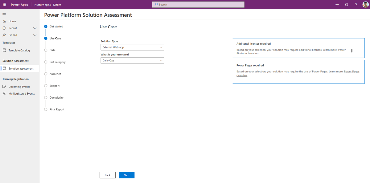 Maker Assessment app, screen 1.