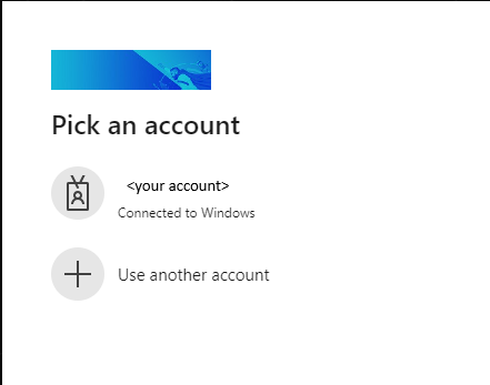 Screenshot of the Windows authenticated user account to select.