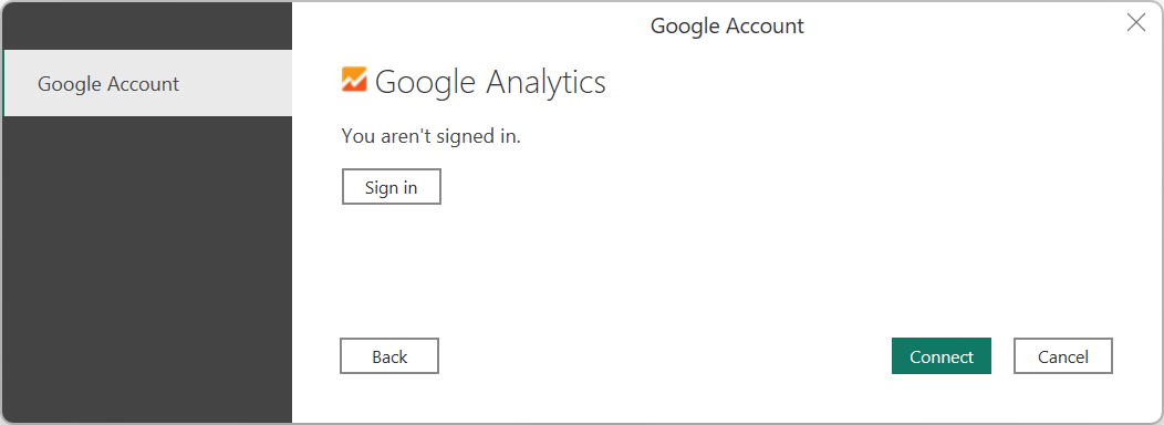 Screenshot of the Authorization dialog where you select the sign in button.