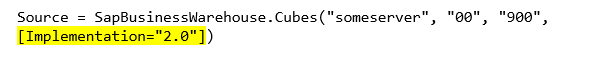 Screenshot of a plaintext query of the new option with the added value Implementation = 2.0.