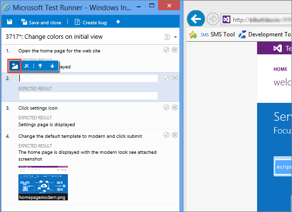 Fix test steps when you run a test