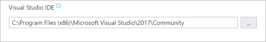 Accept the default for the Visual Studio IDE section of the Installations Location tab. Screenshot of the Visual Studio IDE section of the Installation locations tab of the Visual Studio Installer.