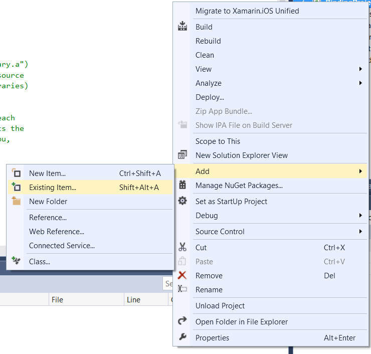 Adding an existing file