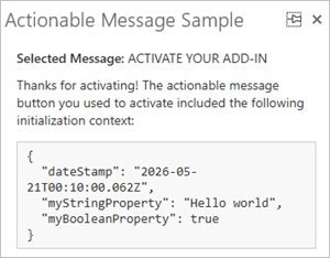 The task pane with the initialization context from the actionable message.