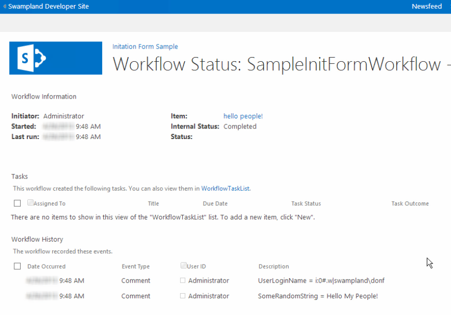 The sample workflow.