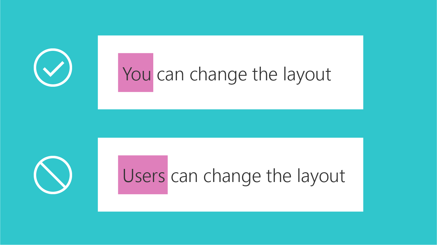 An image showing the correct use of the UI text Select the page you want people to see first