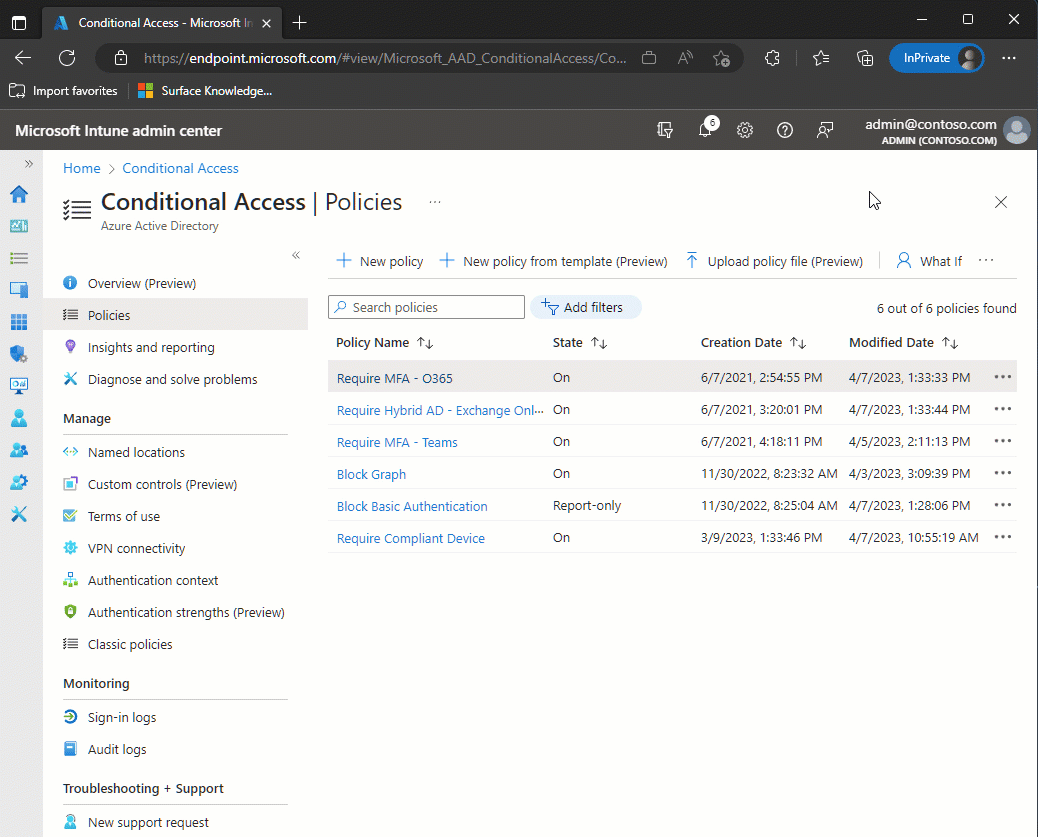 Gif image showing how to select the Surface Hub device account and run the What If tool against it.