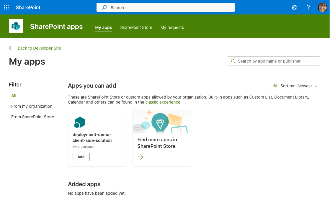 Screenshot creating a new app.