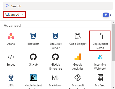Screenshot of adding the web part to the page - selecting web part.
