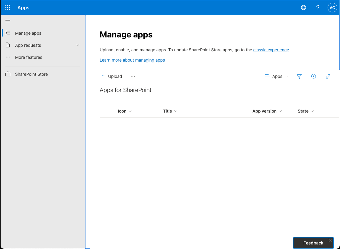 Screenshot of a provisioned app catalog.