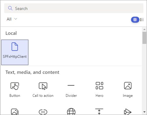 Screenshot of the web part in the toolbox.