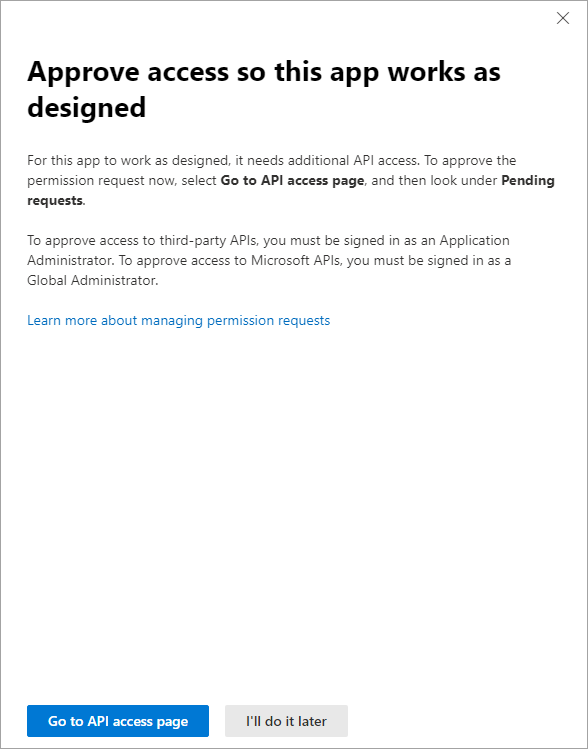 Screenshot of Approve access panel.