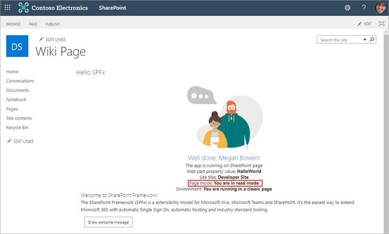 Figure showing classic page that isn't in edit mode.