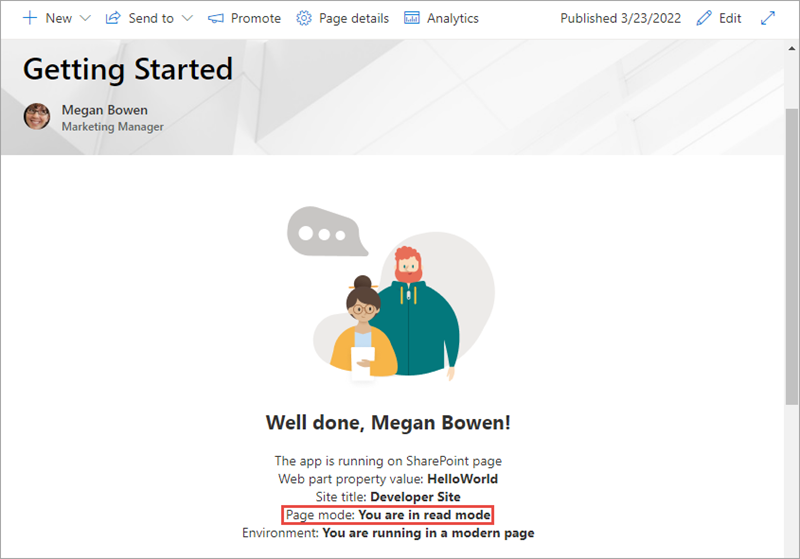 Figure showing a modern page that isn't in edit mode.