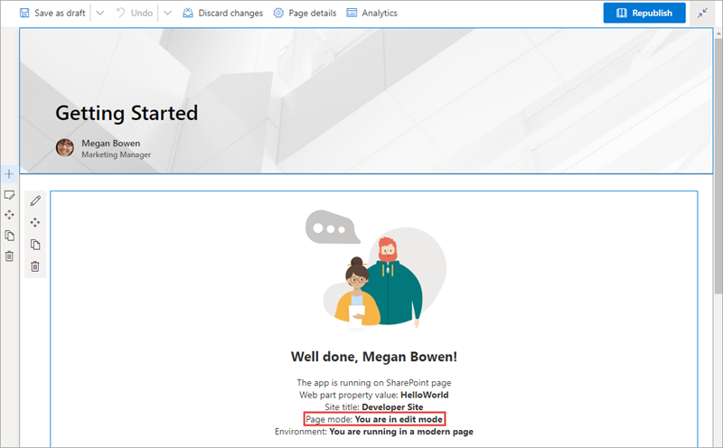 Figure showing a modern page that is in edit mode.