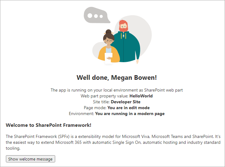 Screenshot of the SharePoint hosted workbench.