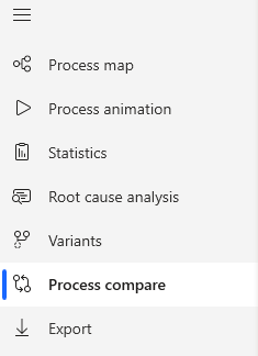 Screenshot of the Process compare feature selected in the left navigation.