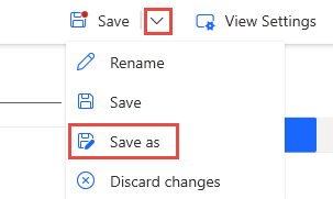 Screenshot of the dropdown menu next to the Save button.