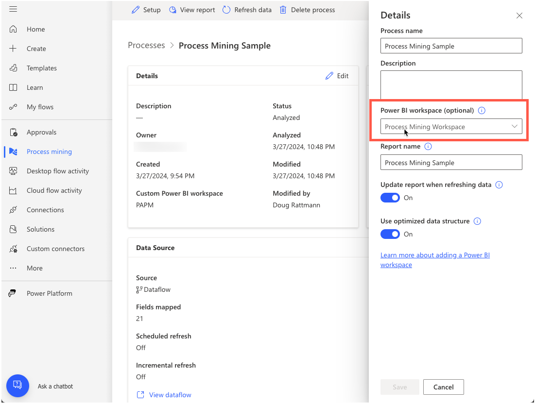 Screenshot of the Details pane of a process mining report.
