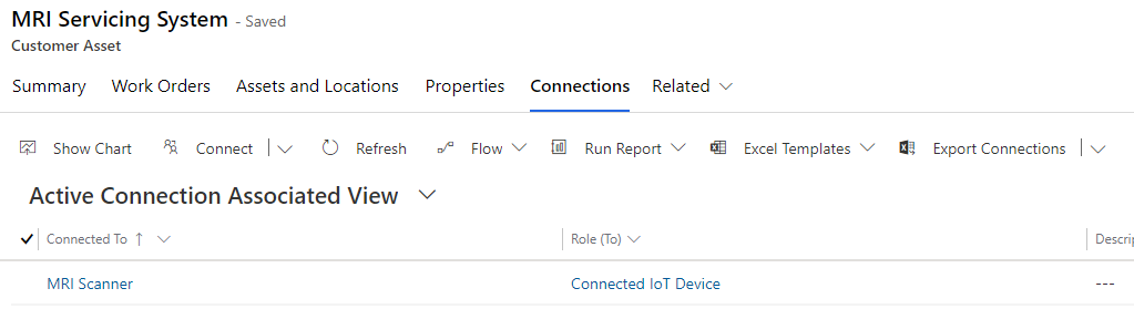 Screenshot of a customer asset connection to a device.